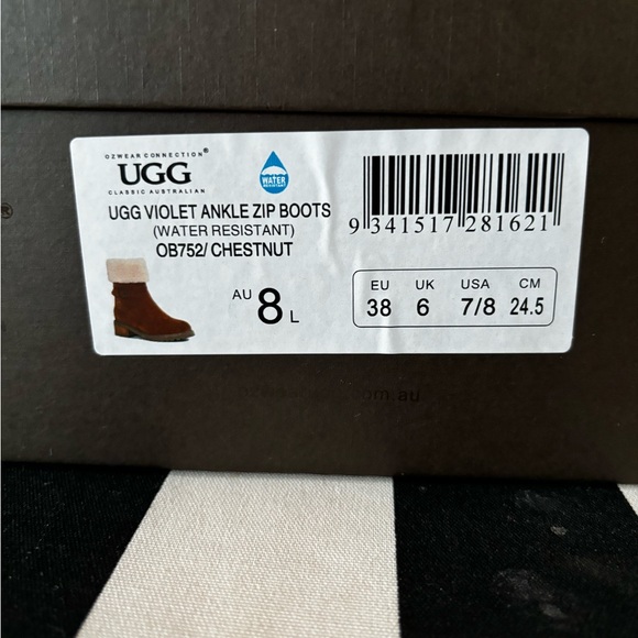 UGGs Violet Ankle boot. Size 7/8 EU39. Suede with shearling liner. NWT. - Picture 4 of 9